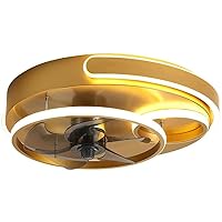 Modern Mute Ceiling Fan with Lights Remote & APP Control Low Profile Bladeless Ceiling Fans for Kids Room/Bedroom/Living Room,Gold