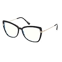 Tom Ford TF5882-B 005 Eyeglasses Women's Shiny Black/Sand Havana Full Rim 55mm