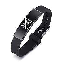 Adjustable Silicone Sigil of Lucifer Bracelet Sulfur Satanic Wristband Elegant Sigillum Satanas Jewelry for Men