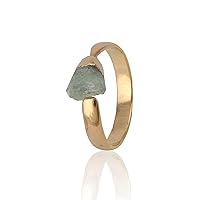 El Joyero Natural Aquamarine Gemstone Ring Jewelry | Gold Plating on Brass Ring | Adjustable Ring for Women | Jewelry Ring., Gemstone, Aquamarine
