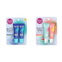 eos The Hero Lip Repair, Extra Dry Lip Treatment, 24HR Moisture, Natural Strawberry Extract, 0.35 fl oz, 2-Pack & 24H Moisture Super Balm- Watermelon Frosé & Mango Melonade, Lip Mask