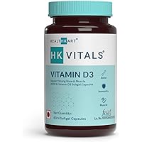 Vitamin D3 (2000 IU), with Sunflower Oil, Promotes Calcium Absorption, Muscle Strength & Immunity, 60 Vitamin D Capsules (Pack of 1)