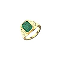 6 CTW Natural Zambian Emerald Ring For Mens Ring Stone Size 12.14* 8.99* 5.84 MM In 14k Solid Gold Solitaire Ring