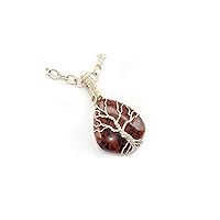 Mahogany Obsidian Necklace, Tree of Life Necklace, Silver Plated Wire Wrap Jewelry, Weave Jewelry