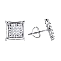 925 Sterling Silver Mens Princess CZ Cubic Zirconia Simulated Diamond Kite Stud Earrings Jewelry Gifts for Men