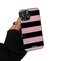 HANVEY Bright Pink Stripes TPU Silicone Compatible for iPhone case 11 12 13 14 15 pro max Plus xs xr xs max (#1,for iPhone 15pro)