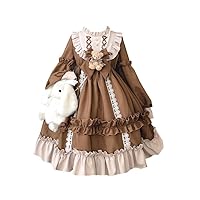 mdlian Gothic Lolita Dress Women Bow Bear Lace Dress Long Sleeve Princess Dress Halloween Costume Gift for Girls