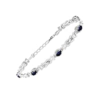 Rylos Bracelets for Women Sterling Silver Love Knot Tennis Bracelet Gemstone & Genuine Diamonds Adjustable to Fit 7