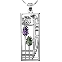 CHARLES RENNIE MACKINTOSH Silver Pendant - Lover Necklace. Art Nouveau Mackintosh Jewellery 310
