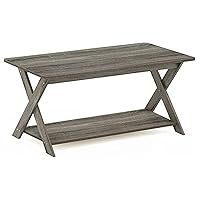 Furinno Modern Simplistic Criss-Crossed Coffee Table, 35.4 in x 19.6 in x 16 in, French Oak Grey