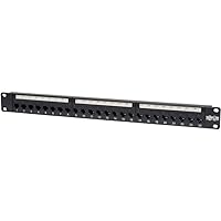 Tripp Lite 24-Port Cat6 / Cat5 Ethernet Patch Panel, Feedthrough Patch (RJ45 to RJ45), 1U Rackmount, Cable Management Bar, (N254-024)