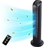 Oscillating Tower Fan with Remote, Electric Standing Tower Fan Floor Fan for Bedroom Indoor Office and Home Use,Quiet Cooling Portable Bladeless Tower Fans, 30 inchs, Black Tower Fan