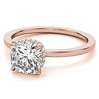 Cushion Cut Moissanite Bridal Ring, 1.0ct, Sterling Silver, Pave Setting
