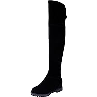 Riding Boots Women Black Faux Suede Elegant Increased Fall Winter Warm Casual Knee High Boots By BIGTREE
