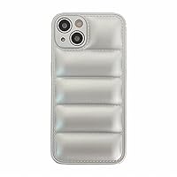 Case for iPhone 15 Pro Max,Luxury Down Jacket Design Soft Unzip Sofa Silicone Puffer Touch Cloth Full Portection Shockproof Girls Women Phone Case for iPhone 15 Pro Max,6.7 inch 2023 (Silver)