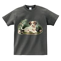 Unisex Vintage Puppy Seven Graphic Print Cotton Short Sleeve T-Shirt, Multiple Colors and Sizes (Large, Charcoal)