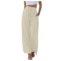 Palazzo Pant for Women Summer Beach Pants Flowy Loose Fit Casual Lounge Pajama Yoga Pant with Pocket Wide Leg Pants