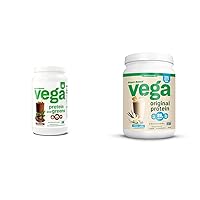 Vega Protein and Greens Protein Powder, Chocolate & Original Protein Powder, Creamy Vanilla Plant Based Protein Drink Mix for Water, Milk and Smoothies, 32.5 oz