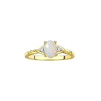 Rylos Yellow Gold Plated Silver Classic Birthstone Ring - 7X5MM Oval Gemstone & Diamonds - Women's Jewelry, Sizes 5-10