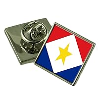 Saba Flag Lapel Pin Badge Solid Silver 925