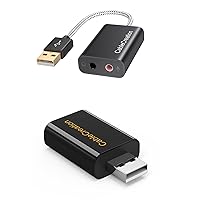 CableCreation USB Audio Adapter with 3.5mm Jack Bundle with USB Audio Adapter External Sound Card