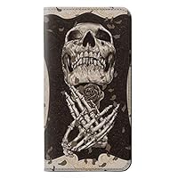 jjphonecase RW1676 Skull Rose PU Leather Flip Case Cover for Samsung Galaxy S7