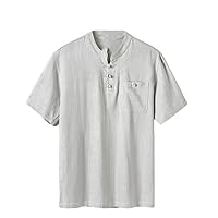 Middle-Aged and Elderly Men's Summer Short-Sleeved T-Shirt Cotton and Linen T-Shirt Chinese Style Daddy Tops