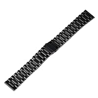Fold-Over Clasp Design Black Stainless Steel Watch Band Strap Curved End Width 20MM 22MM