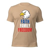4th of July Shirts Faith Family Freedom Tshirt Eagle Flag T Shirts Patriotic Shirts Top Unisex T-Shirt