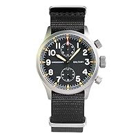 Baltany Mens Chronograph Watches Pilot Watch 39mm Military Panda Quartz Wristwatch Sapphire 5ATM Luminous VK61 Sport