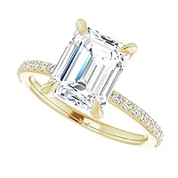 14K Yellow Gold Engagement Ring Colorless Moissanite Ring
