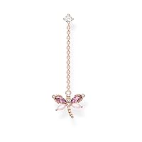 Thomas Sabo H2187-321-7 Charm Club Dragonfly Earrings with Stones 925 Sterling Silver Gold-Plated Rose Gold Glass Ceramic Stone Zirconia, Sterling Silver, Not applicable