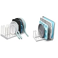 YouCopia StoreMore Expandable Cookware Rack + Adjustable Bakeware Rack, Kitchen Cabinet Pan Organizers (White)