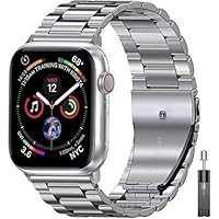 Stainless Steel Wristband Bracelet，For Apple Watch Series 8 7 45mm 44mm Ultra 49mm，Metal Silver Watch Replacement Chain Link Strap with Butterfly Buckle for 41mm 40mm Accessories