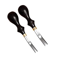 WUTA Professional M390 Steel French Style Wide Mouth Edger Skiver Edge Beveler Leather Skiving Thinning Trimming Tool Ebony Handle Convex Grind Leathercraft Tool1 Set（6mm+8mm）