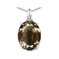 Tommaso Design Solid 14k Gold Big Stone Large Oval 12x10 Pendant Necklace