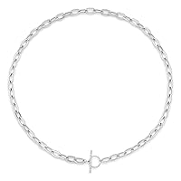 Allurez Diamond Pave Paper Clip Link Necklace in 14K White Gold (0.13ct)