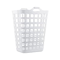United Solutions Flex Hamper with V-Shaped Dual Handles, Pack of 1, Carrying Comfort and Strength, Two Bushel Capacity Holds Up to 3 Loads of Laundry, Fully Ventilated, White