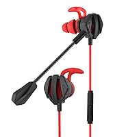 Eachbid Gaming Wired Earphone 3.5mm in-Ear Headphones with Dual Mic Gaming Headset for PS4 PUBG 3D Earbuds for Tablets Notebook Computer Red