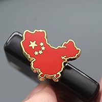Map of China National Day Novelty Brooches - Festival Commemorates The Five-Pointed Star Red Flag Love-Shaped Brooch Safety Pin Student China Map Badge,Red,As Shown