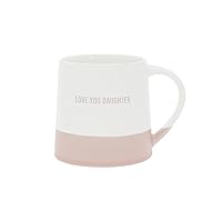 Pavilion - Love You Daughter - 17 oz Organic Shaped Pink Dipped Stamped Letter Novelty Coffee Mug Tea Cup Stepdaughter Daughter-In-Law Gift From Mom Dad Neutral Home Modern Present