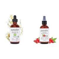 PURA D'OR 4 Oz Vitamin E Oil Blend 70,000 IU & Rosehip Seed Oil Hair Relaxer 100% Pure Cold Pressed USDA Certified All Natural Moisturizer For Anti-Aging, Acne Scar Treatment, Gua Sha Massage