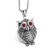 Classic Night Owl Animal Pendant Stainless Steel Necklace Protection Symbol Jewelry
