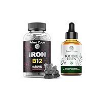 Prime Code Iron Gummies for Women & Men with Vitamin B12, Iodine Liquid Supplement with Iron - Iodine Supplement Drops for Thyroid