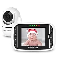 Video Baby Monitor with Remote Camera Pan-Tilt-Zoom, 3.2'' Color LCD Screen, Infrared Night Vision, Temperature Display, Lullaby, Two Way Audio