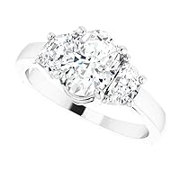 1.00 CT Oval Colorless Moissanite Engagement Ring, Wedding Bridal Ring Set, Eternity Sterling Silver Solid Diamond Solitaire 4-Prong Anniversary Promise Ring for Her