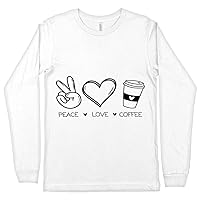 Peace Love Coffee Long Sleeve T-Shirt - Signs T-Shirt - Heart Long Sleeve Tee Shirt