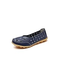 Owlkay Shoes for Women Comfy Leather Loafers, Owlkay Casual All-Match Hollow Slippers, Soft Sole Slide Sports Sandals