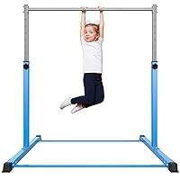 Gymnastics Bar for Kids Ages 3-15 for Home - Steady Steel Construction, Anti-Slip, Easy to Assemble, 3' to 5' Adjustable Height