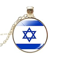 Israel Map Pendant And Necklace - Flag Hip Hop Trendy Classic Personality Design Pendant Chain For Women Men,Adjustable Extension Chain Charm Map Jewelry Accessories